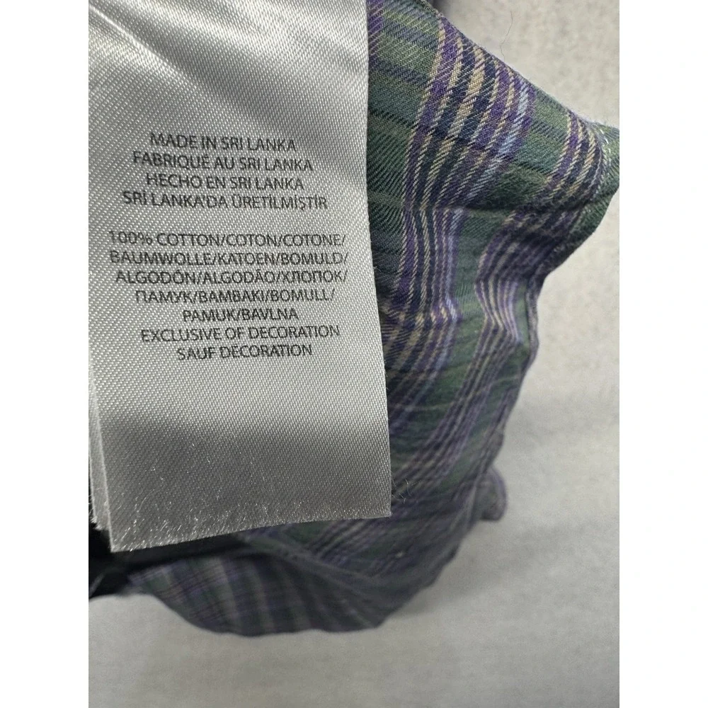 Polo Ralph Lauren Mens L Plaid Button Down Shirt Purple Green Long Sleeve Cotton
